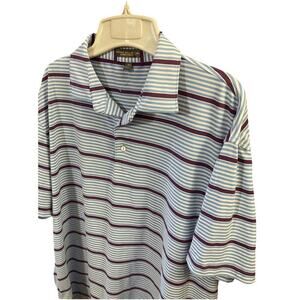 Peter Millar Mens Summer Comfort Golf Polo Shirt Sz L Striped Blue Stretch